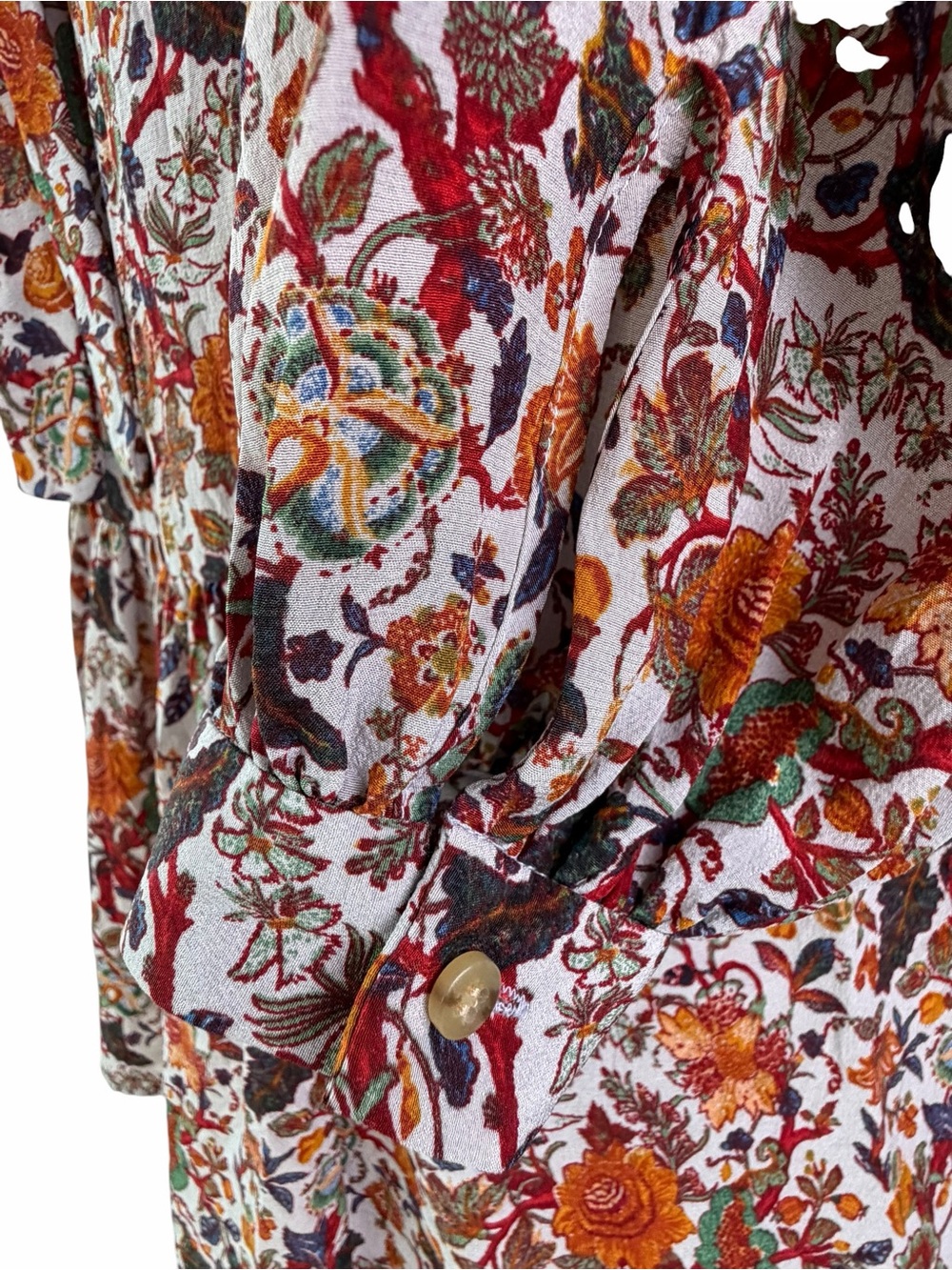 Madewell x Karen Walker 100% Silk Top Floral red orange Blouse - Picture 9 of 16